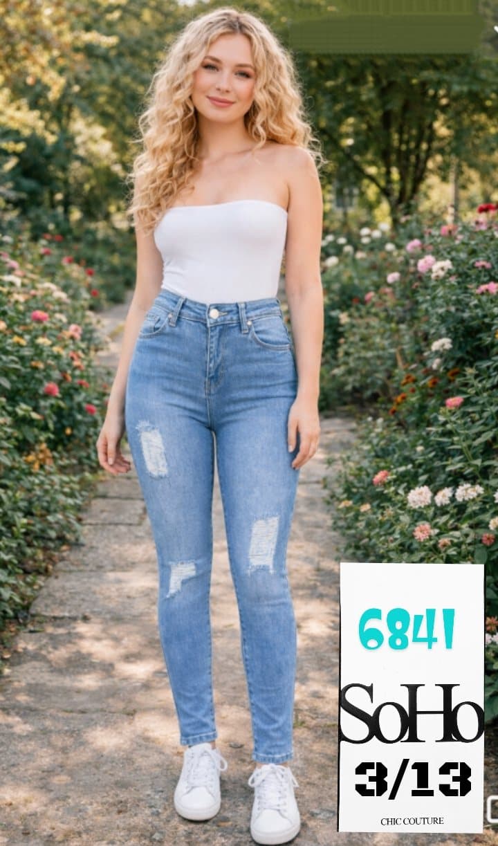 SOHO 6841 Light-Wash Distressed Skinny Jeans sold by ATHERYA