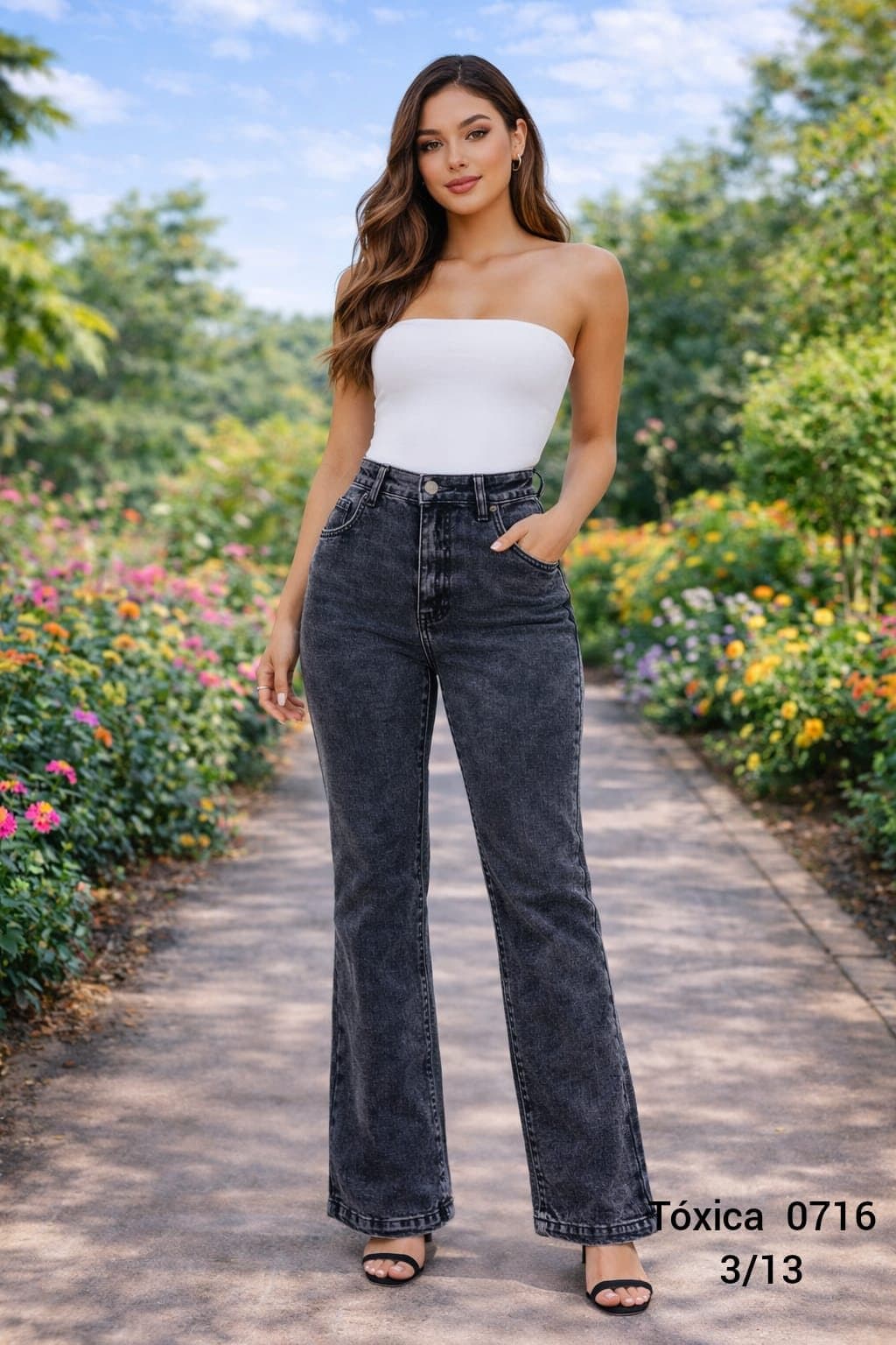 Tóxica 0716 Gray Wide-Leg Jeans sold by ATHERYA