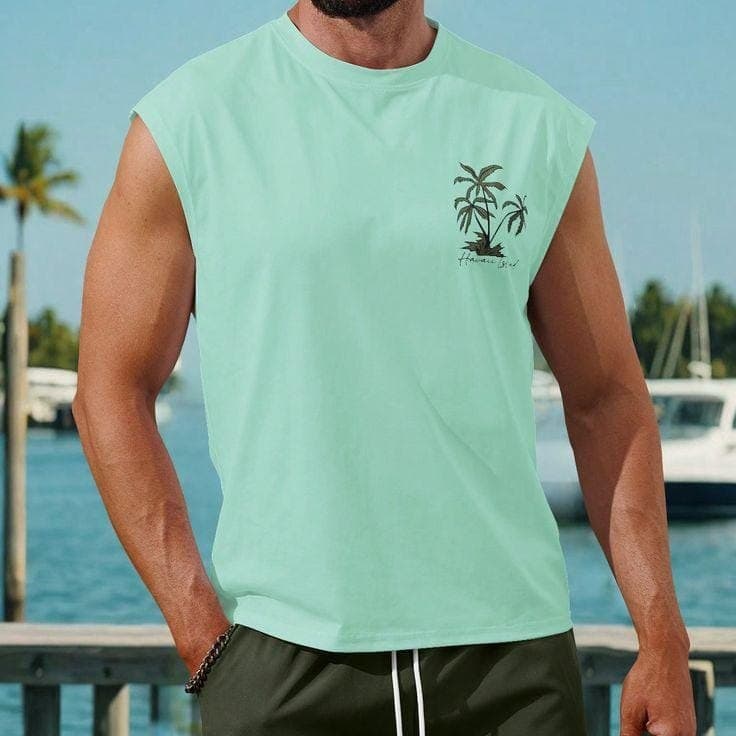 Mint Palm Graphic Sleeveless T-Shirt sold by Mi Pequeño Closet - Tiendita D'Sofi
